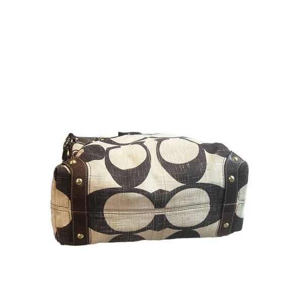 Coach Signature Carly Cream & Brown Hobo Kili Kili Shoulder Bag Purse Tote - Picture 2 of 11